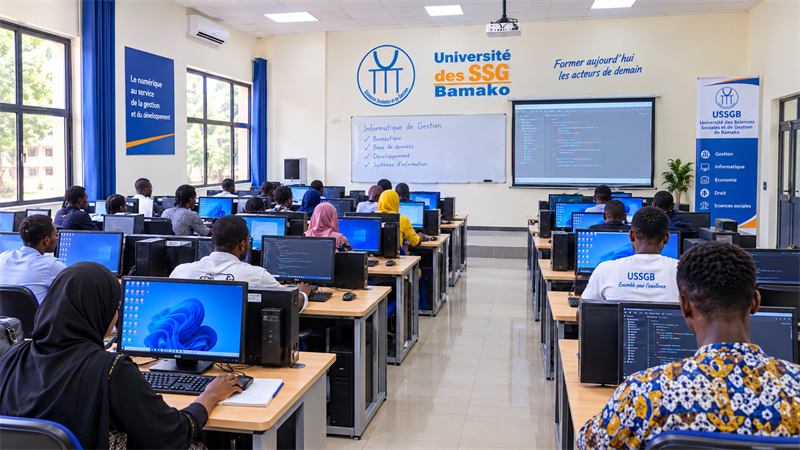 Étudiants en salle informatique